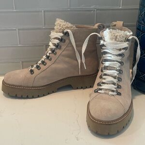 Women's Beige Lace-Up Boots